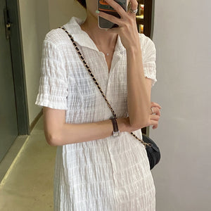 [Korean Style] Gaëlle Textured Shirt Dress