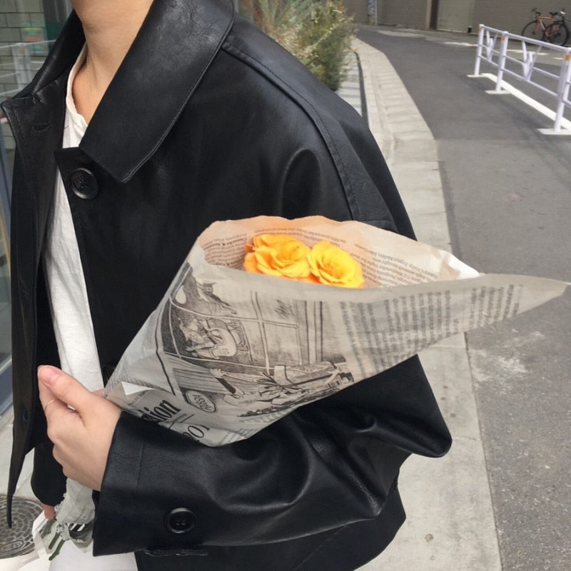 [Korean Style] Noémie Short Faux Leather Jacket