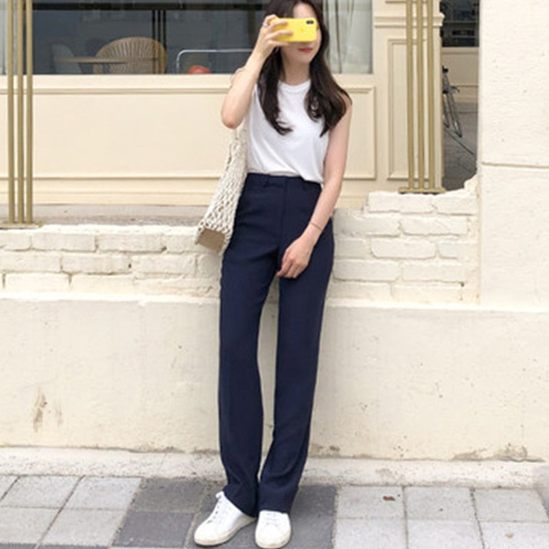 [Korean Style] Lesliey Wide Leg Full Length Fit Trouser