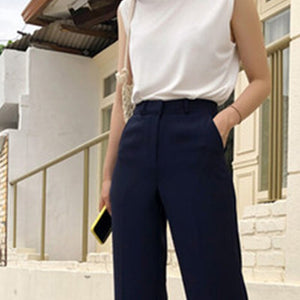 [Korean Style] Lesliey Wide Leg Full Length Fit Trouser
