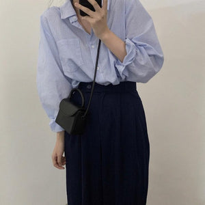 [Korean Style] Sacha Loose Fit Striped Shirts