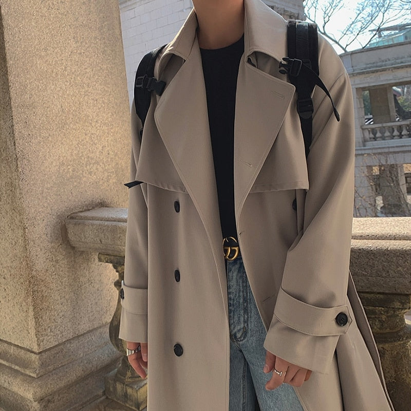 [Korean Style] 2 Colors Double-Breasted Trench Jackets