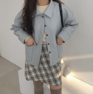 [Korean Style] Vag Cropped Faux Leather Jacket