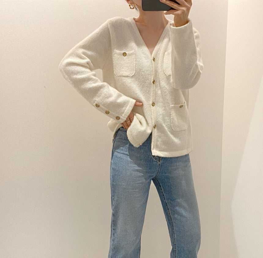 [Korean Style] Bomee V-neck Cardigan with Pockets