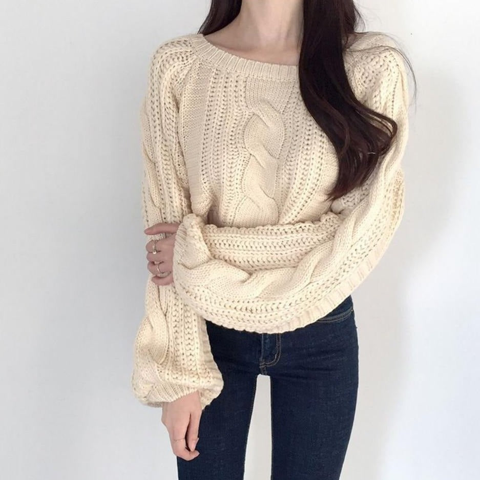 [Korean Style] Merie Voluminous Cropped Sweater