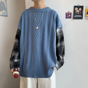 [Korean Style] Den Patchwork Pullover Sweaters