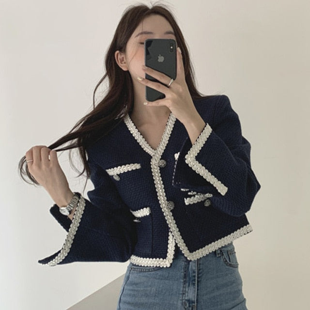 [Korean Style] Mumi Single-breasted Chic Cropped blazer