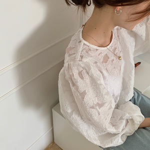 [Korean Style] Leka Puff Sleeve Lace Blouse