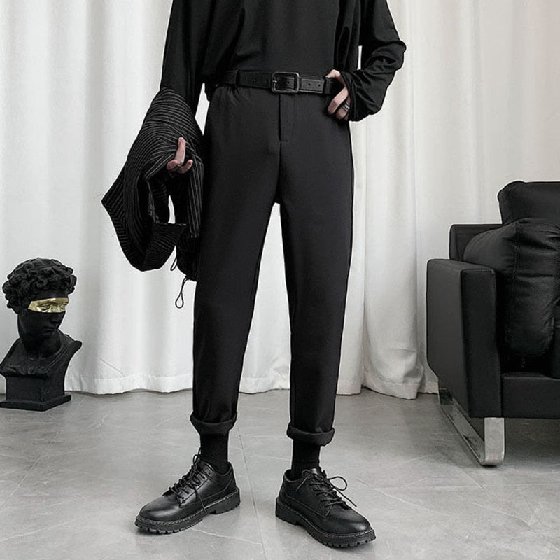 [Korean Style] Black Casual Straight Pants