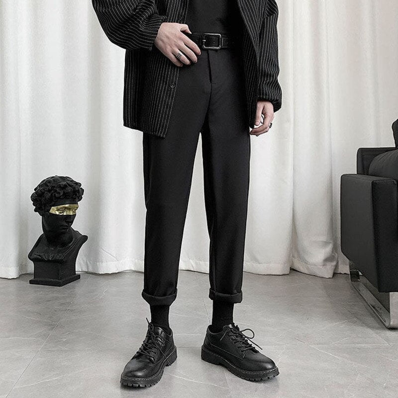 [Korean Style] Black Casual Straight Pants