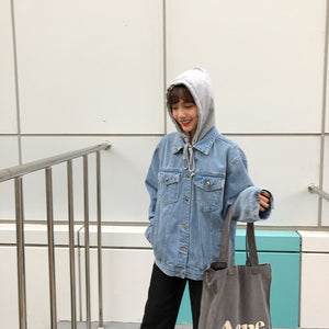 Korean Style Della Loose Fit Cotton Hoodie Denim Jacket Ordicle