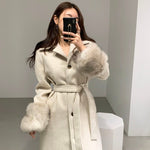 [Korean Style] Berenice Furry Belted Overcoat