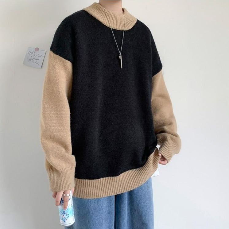 [Korean Style] 3 Color Two-Tone Knitted Cashmere Sweaters
