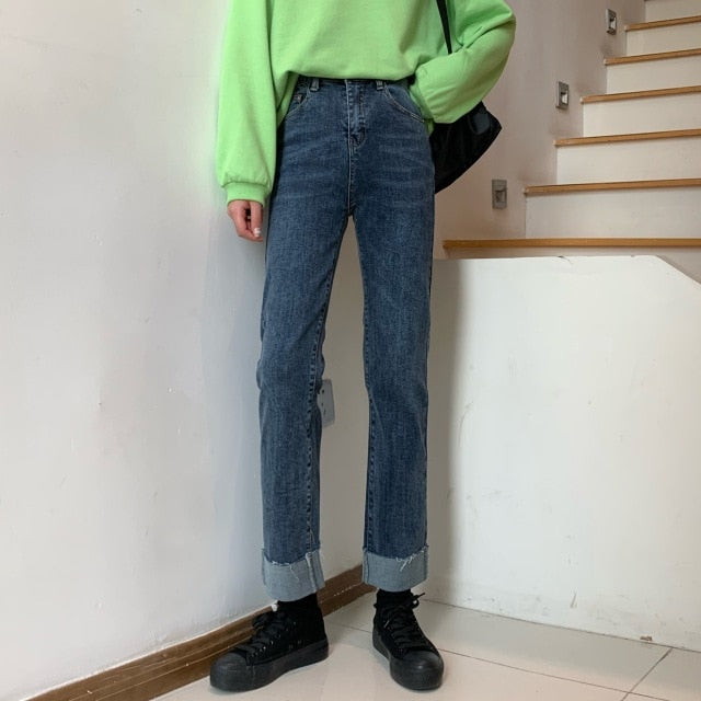 [Korean Style] Cratie High Waisted Straight Jeans