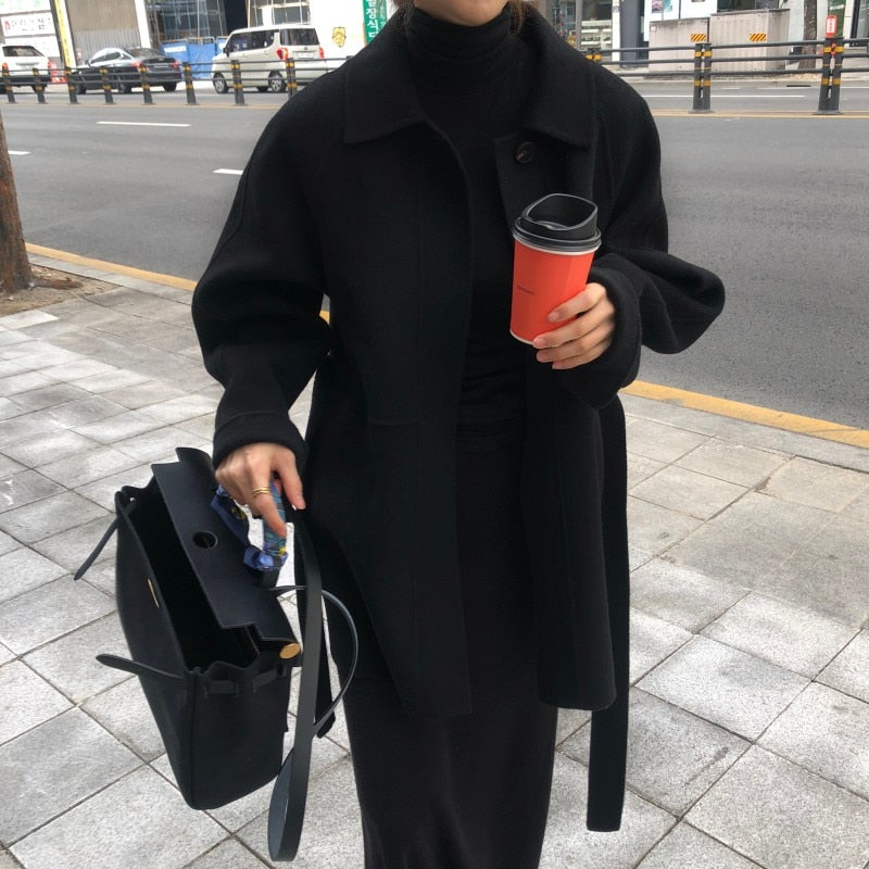 [Korean Style] Melmo Minimalistic Belted Short Coat