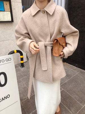 [Korean Style] Melmo Minimalistic Belted Short Coat