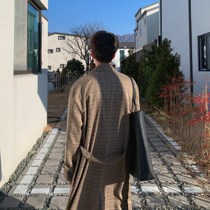[Korean Style] Plaid Double-Breasted Long Jackets