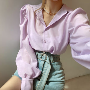 [Korean Style] Sanjo Puff Sleeve Blouse