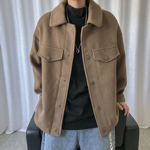[Korean Style] 2 Colors Corduroy Woolen Jacket