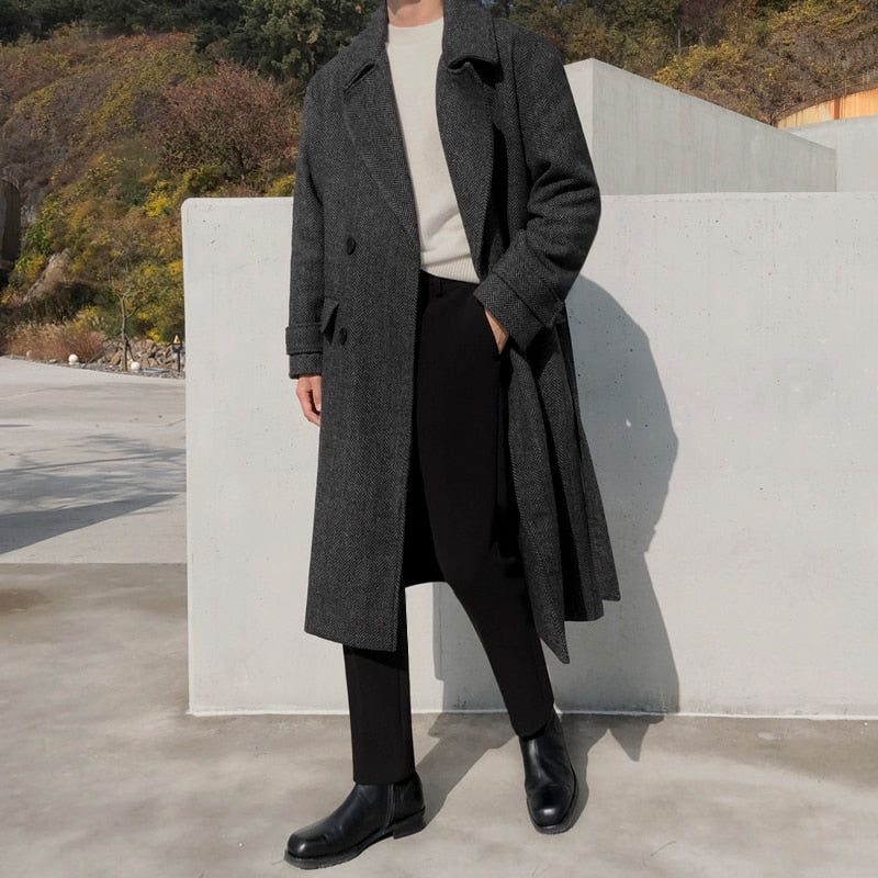 [Korean Style] 2 Color Herringbone Woolen Double Coats