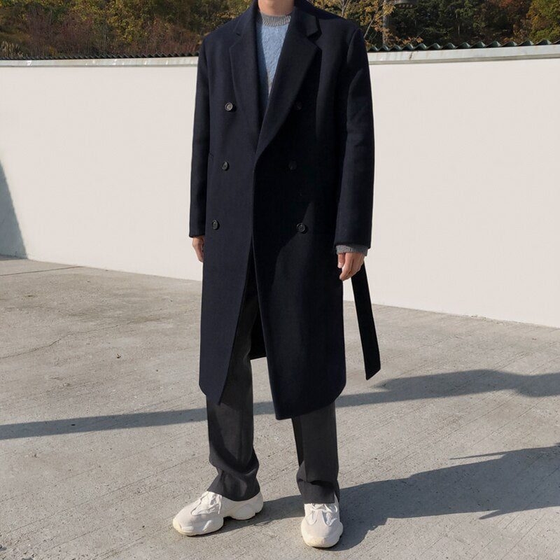 [Korean Style] 2 Color Solid Woolen Double Coats