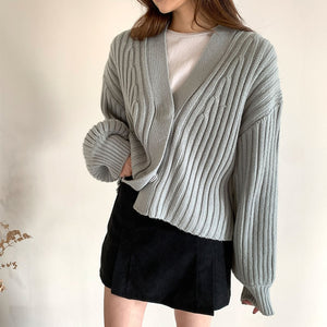 [Korean Style] Addilyn Chunky Knit Cardigan w/ Mini Skirt 2 pc Set