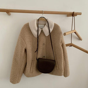 [Korean Style] Lefey 2 Color Collared Shearling Teddy Coat
