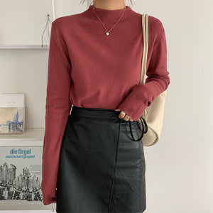 [Korean Style] Noltha 8 Solid Color Cotton Knit Turtleneck