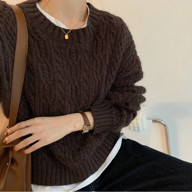 [ Korean Style] Lara Cable Knit Loose Pullover Sweater
