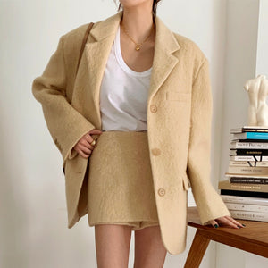 [Korean Style] York Fuzzy Blazer Skirt 2 pc Set