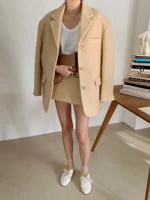 [Korean Style] York Fuzzy Blazer Skirt 2 pc Set