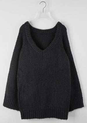 [Korean Style] Karra Loose Fit Rib Knit V neck Chunky Sweater