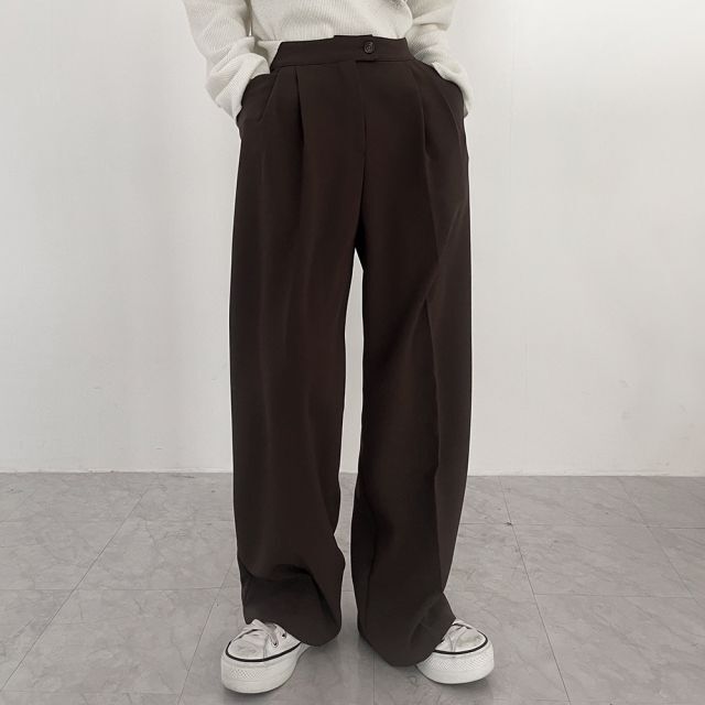 [Korean Style] Verona Solid Color Wide Leg Trouser