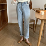 [Korean Style] Clairea Washed High Rise Straight Jeans