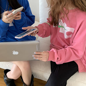 [Korean Style] NYC Loose Fit Oversized Sweatshirt Pink Blue