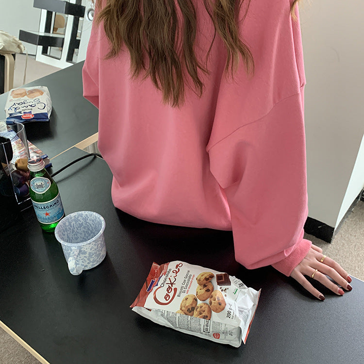 [Korean Style] NYC Loose Fit Oversized Sweatshirt Pink Blue