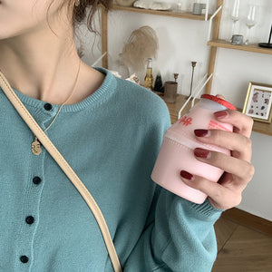 [Korean Style] 5 Colors Solid Color Dropped Shoulder Knit Top Cardigan