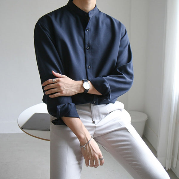 [Korean Style] 3 Colors Band Collar Shirts – Ordicle