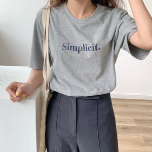 [Korean Style] Simplicit Solid Color Graphic Box Tee