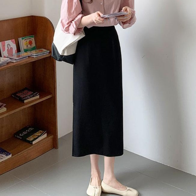 [Korean Style] Lome High Waist Pencil Silhouette Slit Skirt