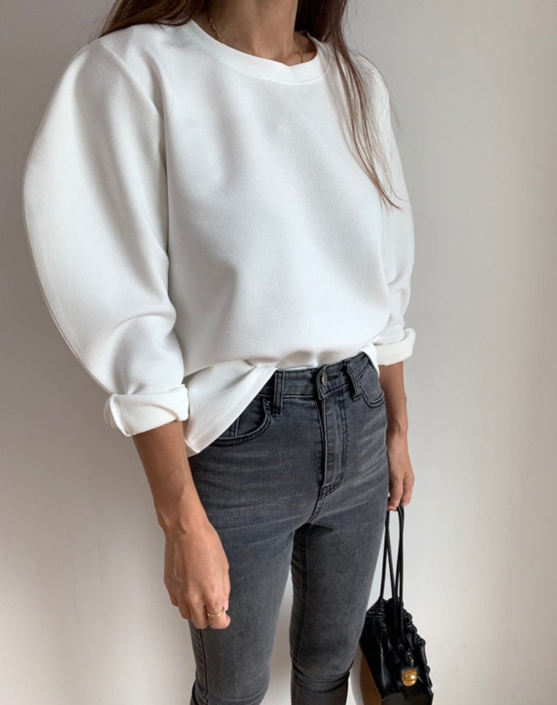 [Korean Style] Half Moon Sleeve Cotton Long Sleeve T-shirt