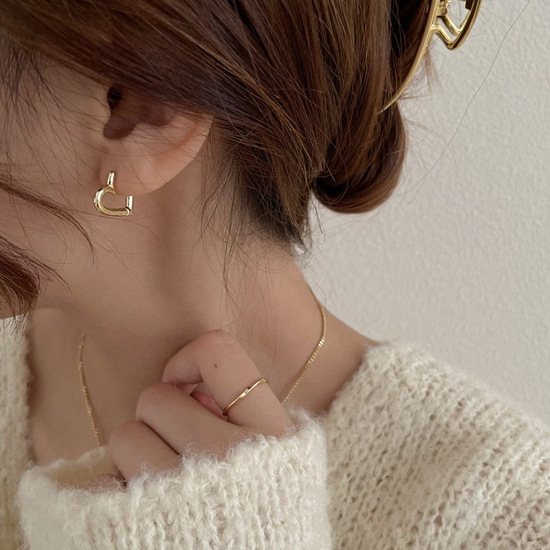 [Korean Style] Gold Plated Heart Shaped Hoop Earring