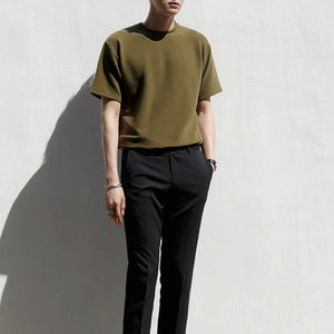 [Korean Style] Solid Khaki 1/2 Sweatshirts
