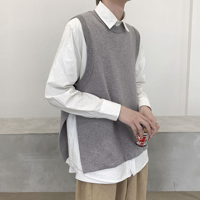 [Korean Style] 3 Colors Wool Sleeveless Pullover Sweaters