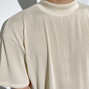 [Korean Style] 2 Colors Pleated Short-Sleeve Sweatshirts
