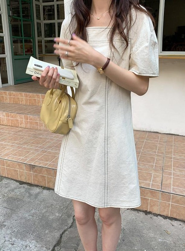 [Korean Style] Minimalistic Square Neck Mini Dress