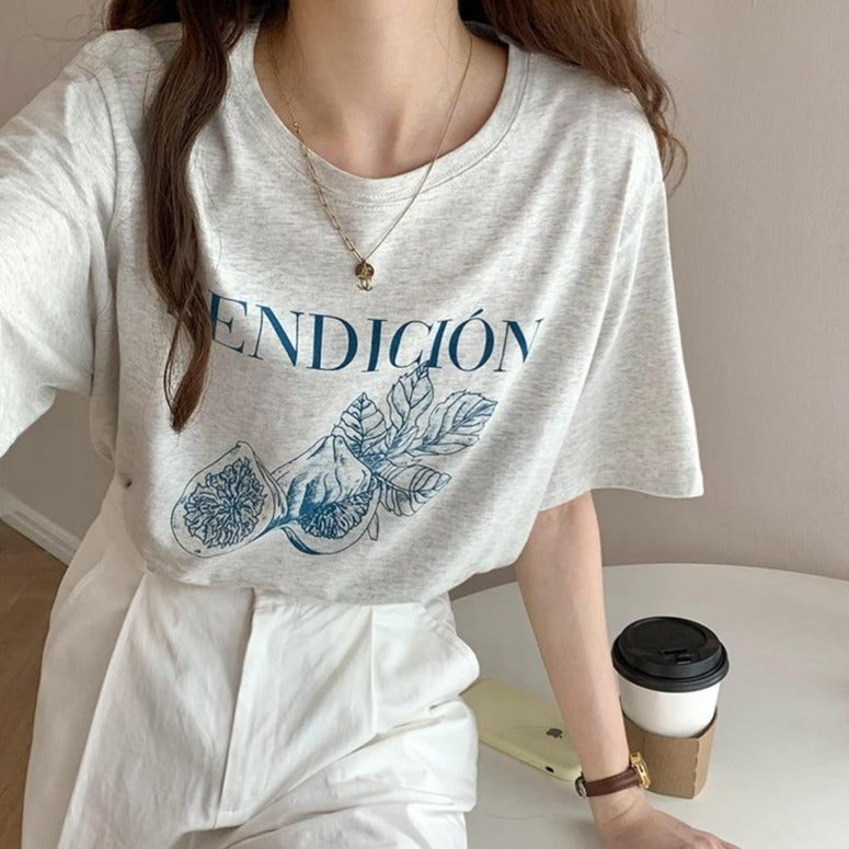 [Korean Style] Bendicion Graphic Short Sleeve Cotton Tee