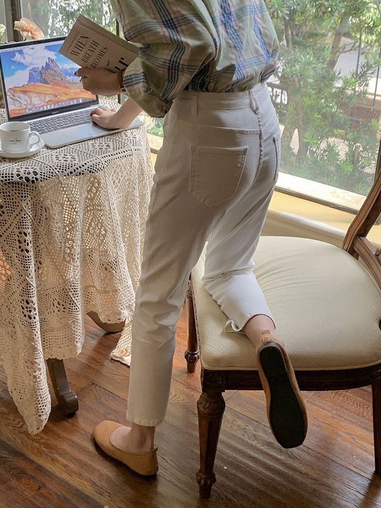 [Korean Style] Laurie High Waist Stretchy Denim Straight Jeans