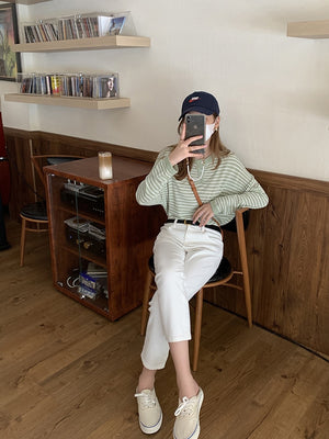 [Korean Style] Laurie High Waist Stretchy Denim Straight Jeans