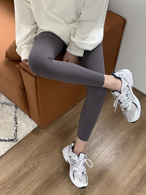 Korean Style] Black Gray Stretchy Tummy Control Ankle Length